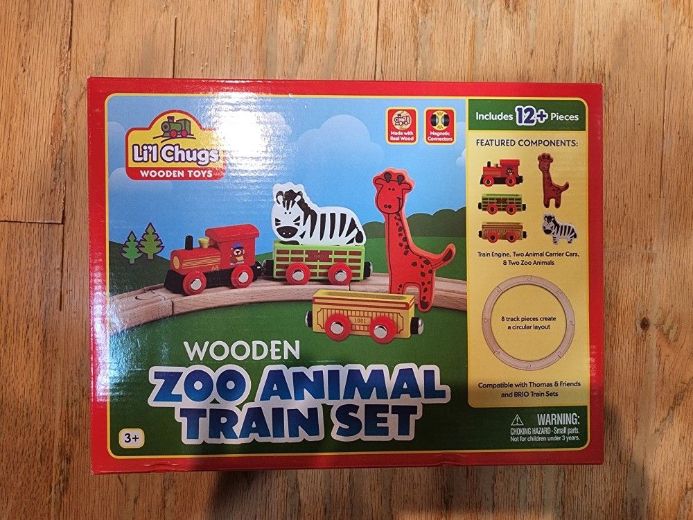 Lil Chugs Wooden Zoo Animal Train Set