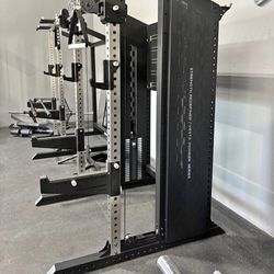 Commercial Half Rack with Functional Trainer Cable Pulley System with 200lb Weight Stacks
