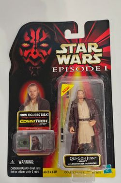 1999 Star Wars episode 1 Gui-Gon Jinn Jedi Master with lightsaber and handle MOC
