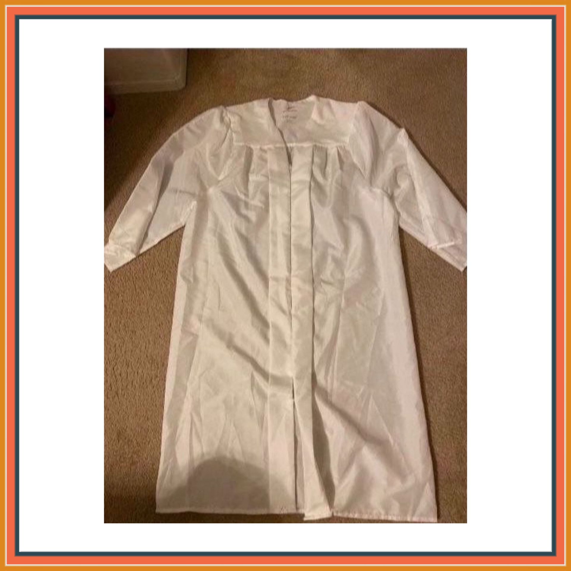 White  unisex Jostens Brand Graduation Robe  fits height 5”7-5”9  