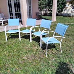Indoor Outdoor Stackable Patio, Lawn, Pool or Dining Chairs. Strong Comfortable, Waterproof and Washable. Excellent Condition