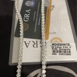 Tennis S 9.25 Moissanite 5mm 24 Inch Certifícate Gra 