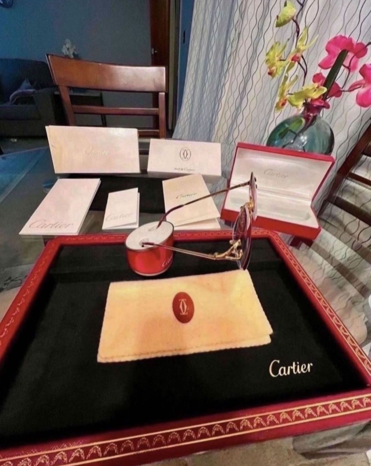 Vintage Cartier Sunglasses Mid 1980 /1990 100% Authentic 22 Karat Gold Plated Frames