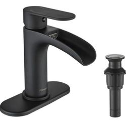 Forious Single Handle Bathroom Faucet With Optional Deckplate In Black