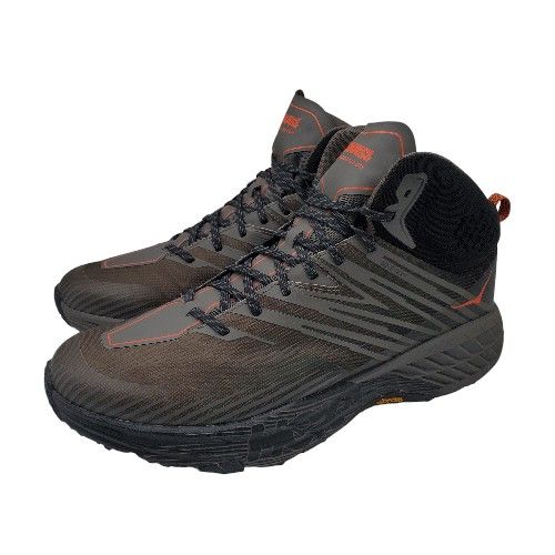 HOKA ONE ONE Mens 14 M 'Speedgoat Mid 2 GTX' Gore-Tex Gray Megagrip Hiking Boots