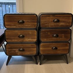 Matching metal/wood nightstands