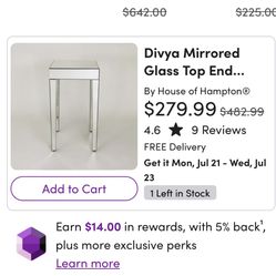 Mirrored Glass Top End Table