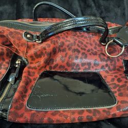 Red & Black Print No Name Purse