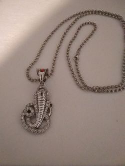 925 diamond cut snake charm and chain $45