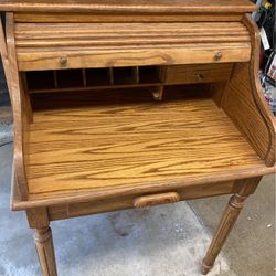 Oak Roll top Desk 32”w X44”h X 24” D