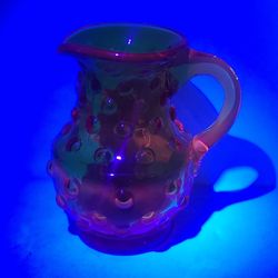 Small Vintage Amber Hobnail Glass Pitcher 