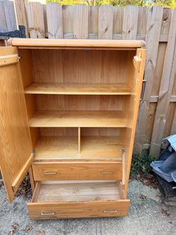 Wood Armoire Cabinet with Shelves and Drawers