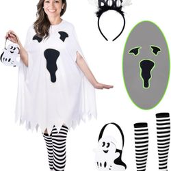 CICOCI Halloween Costume Women Ghost Glow In the Dark Adult Funny Face Costume Full Set