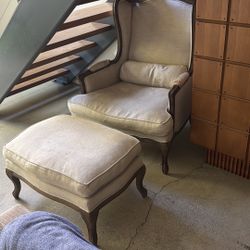 Restoration Hardware Arm Chair & Ottoman