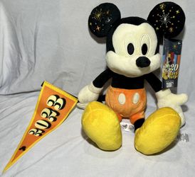Brand New 11” Mickey Mouse Plush With 2023 Pennant
