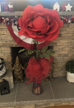 50” jumbo red rose flower and vase