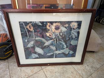 Framed Sunflower Art Print with Wood Frame
