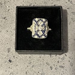 Art Deco Style Simulated White Sapphire 