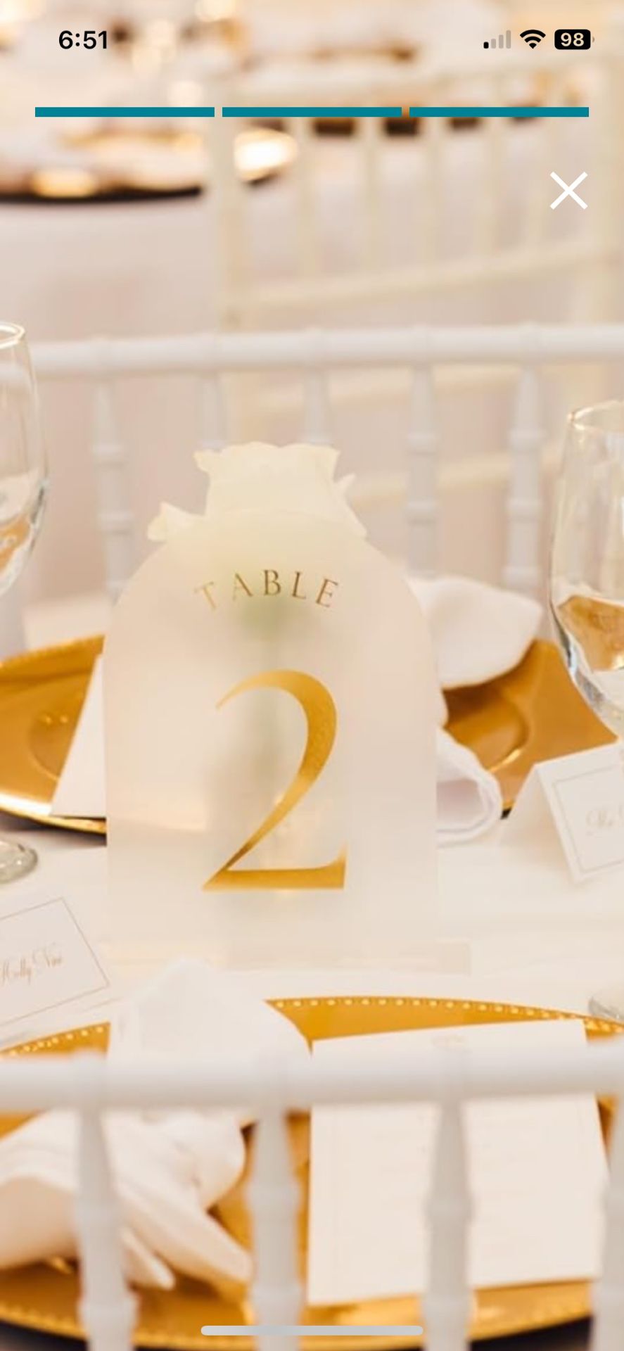 Wedding Table Numbers Frosted And Gold