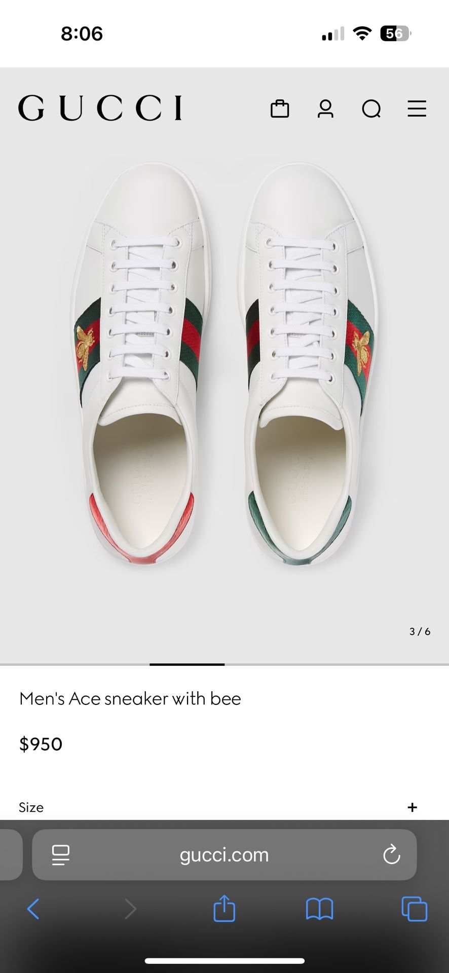 Men's Ace sneaker with bee Used