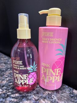 NEW VICTORIAS SECRET/ PINK PINK PINEAPPLE 🍍 HAIR AND BODY MIST AND LOTION SET $18!!