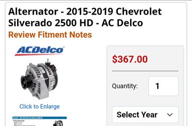 AC Delco Alternator 2015-2019 Chevrolet and Silverado 2500 HD