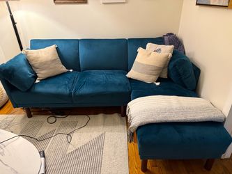 Velvet comfy teal futon $500 OBO