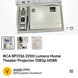 RCA RPJ136 2200 Lumens Home Theater Projector 1080p HDMI