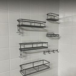 Shower Caddy, 100% Rustproof Shower Shelves for Inside Shower, No Drilling Bathroom Organizers and Storage, 6 Pack Large Capacity Bathroom Shelves for