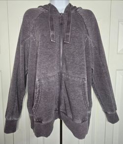 Green Tea Mineral Wash Full Zip Hoodie Women XL Plum Purple Acid Wash NWT Grunge