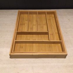 Expandable Cutlery Bamboo Kitchen Utensils and Flatware Drawer Divider Organizer