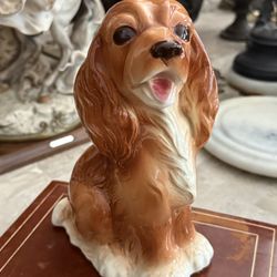 8” Vintage Porcelain Royal Copley Cocker Spaniel Puppy Dog Figurine Statue