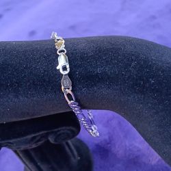 Silver Figaro Link Bracelet 