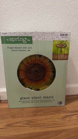 Brand New Glass Sunflower Plant Stand 🌻 | Black Metal | 12”