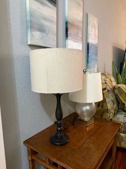 Table Lamp with Linen Drum Shade