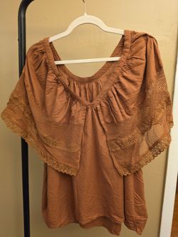 Old Navy Rust Top with Crochet Detail Size 3XL NWOT