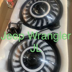 Pair Of 9” Inch Round Headlights Led With RGB Drl Lights 