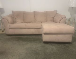 Beige Microfiber Sectional Sofa with Chaise