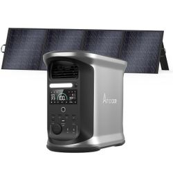 AMPACE Andes 1500 Power Station 2400W(Surge 3600W) Solar Generator with 200W Solar Panel, 1462Wh Solar Power Station, 1800W A-Boost Fast Charging, APP