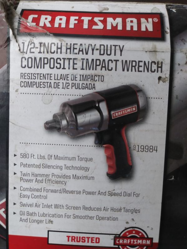 Craftsman 1 2 Inch Composite Impact Wrench 580ft Lbs Torque For 100
