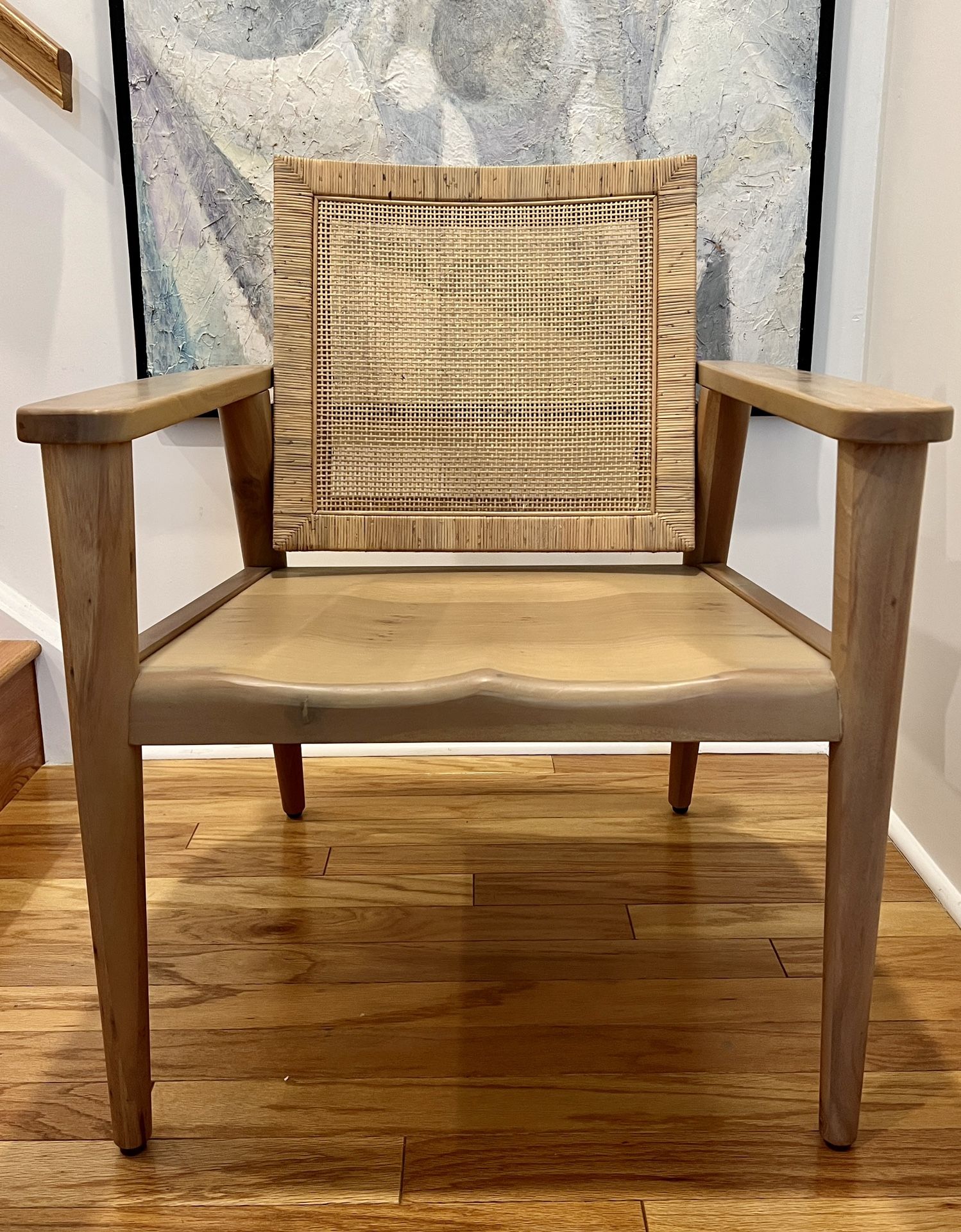 WOOD AND CANE BACK LOUNGE CHAIR, INDONESIA, ORGANIC MODERN