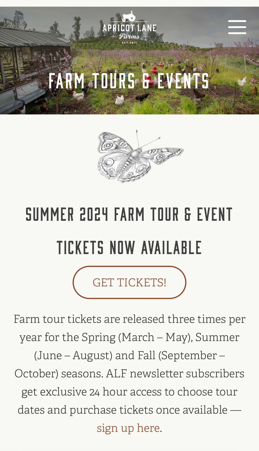 Biggest Little Farm Tour @ Apricot Lane Farms in Moorpark 1pm 6/9/24 $60