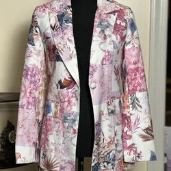Casual Vintage Flower Print Blazer