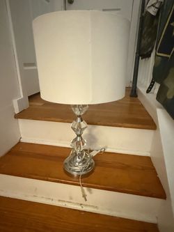 Crystal and Chrome Table Lamp with White Shade