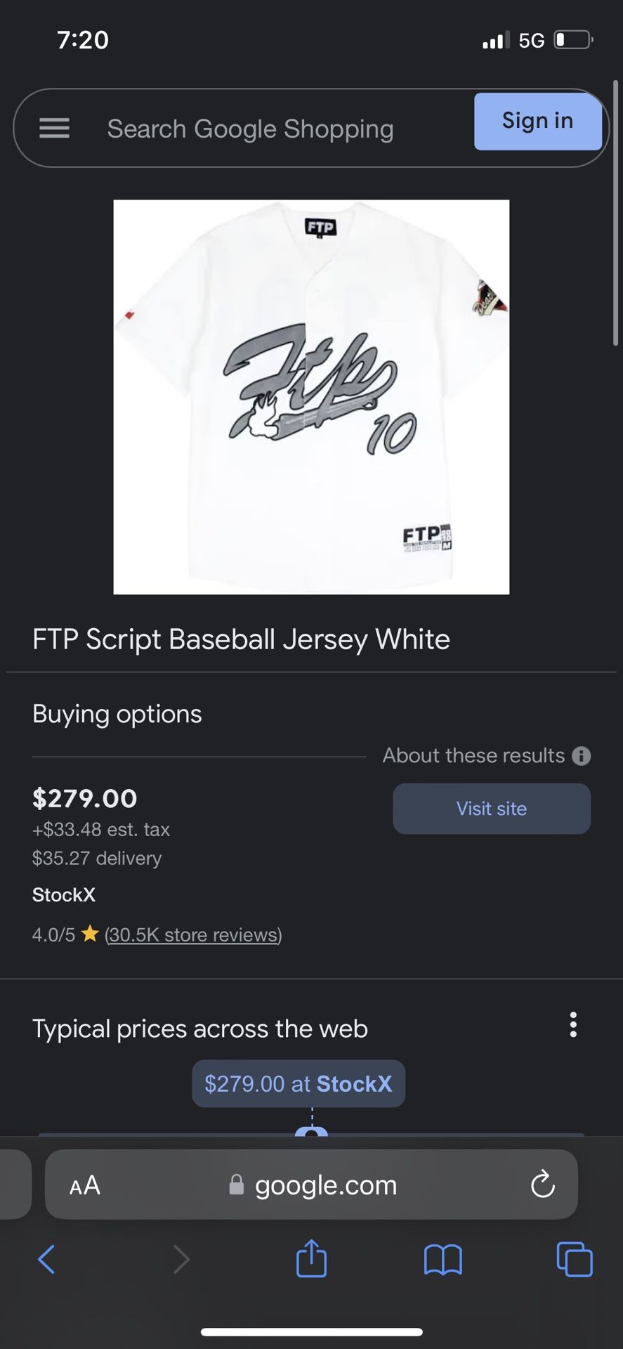 FTP White baseball Jersey