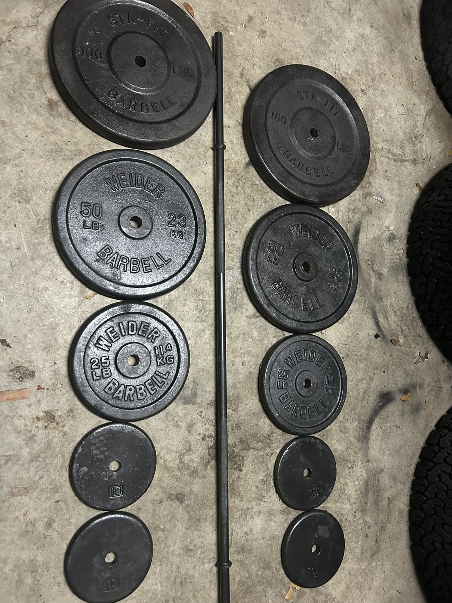 6ft Straight 1 Inch Bar With 390lbs Standard 1 Inch Holes Home Gym Complete Set Cast Iron CrossFit Deadlifting