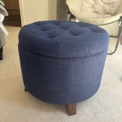 Blue Upholstered Ottoman