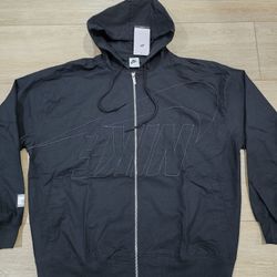 Nike Ripstop Black Out Logo Full Zip Hooded Oversized Dance Jacket Large FV7774