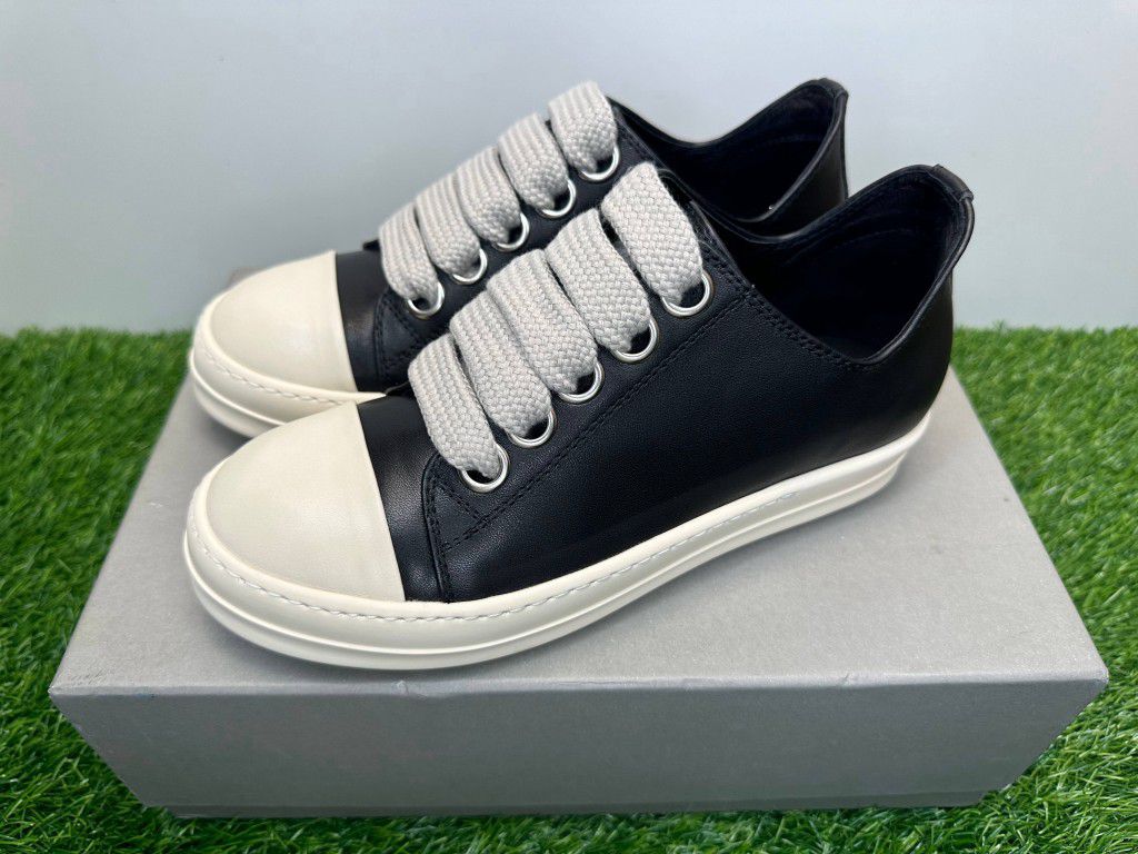 RICK OWENS LUXOR LOW SNEAKS BLACK MILK NEW SNEAKERS SHOES SIZE 7 10 40 44 A1