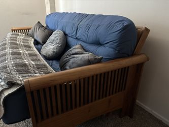 Rustic Wooden Futon – Indoor/Outdoor Sofa Bed with Cushions